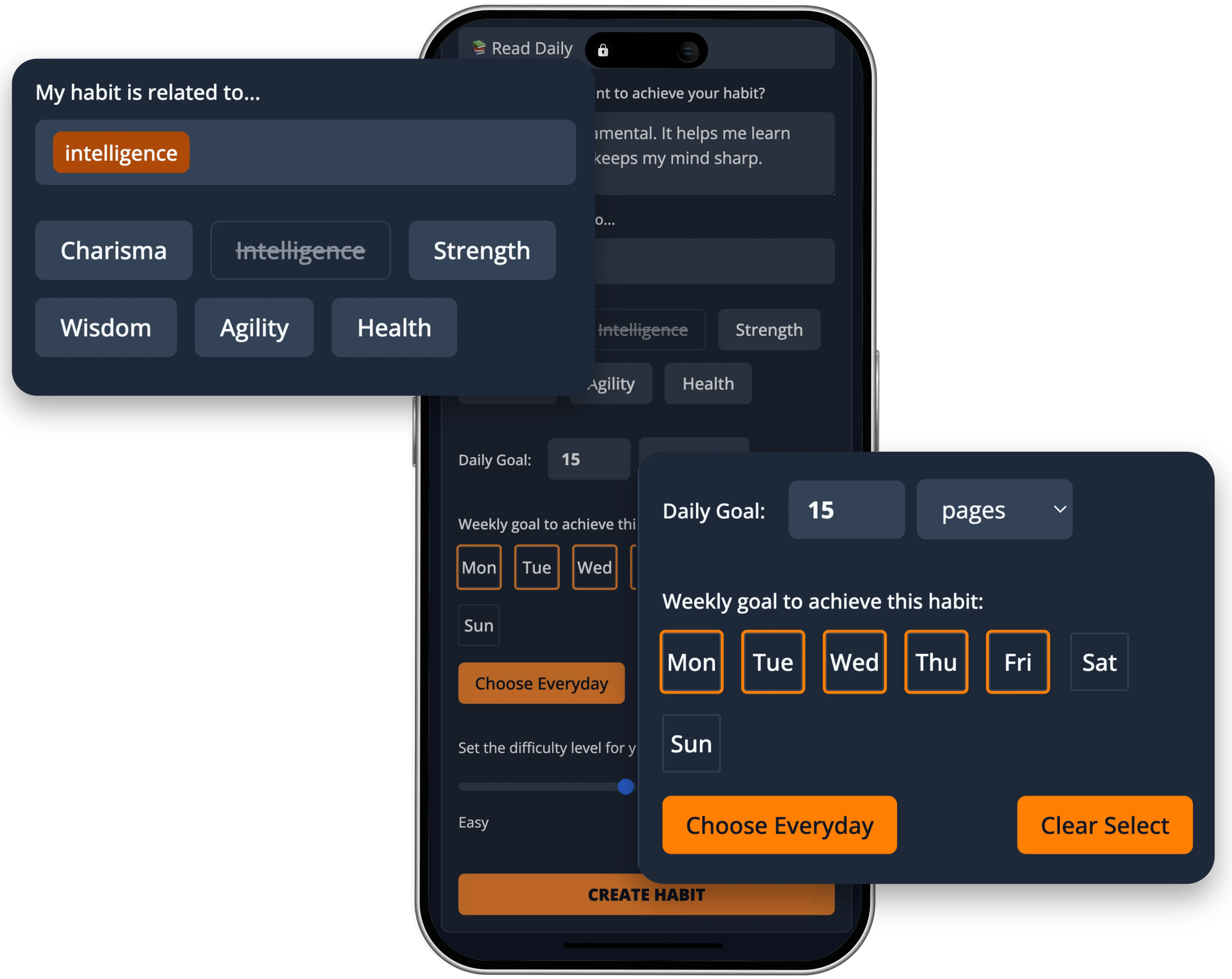 Creating a custom habit and linking it to stats